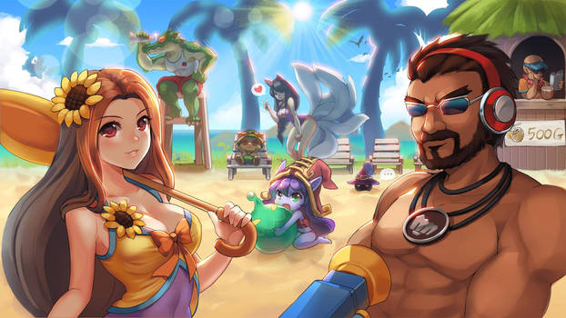 league of legends pool party skin fanart