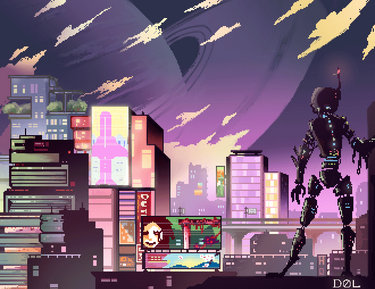 Pixel Art: Futuristic city