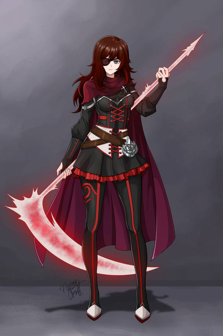 Kinathef Rwby DBZ x RWBY Ki Energy Scythe Ruby Rose by papercroft on DeviantArt