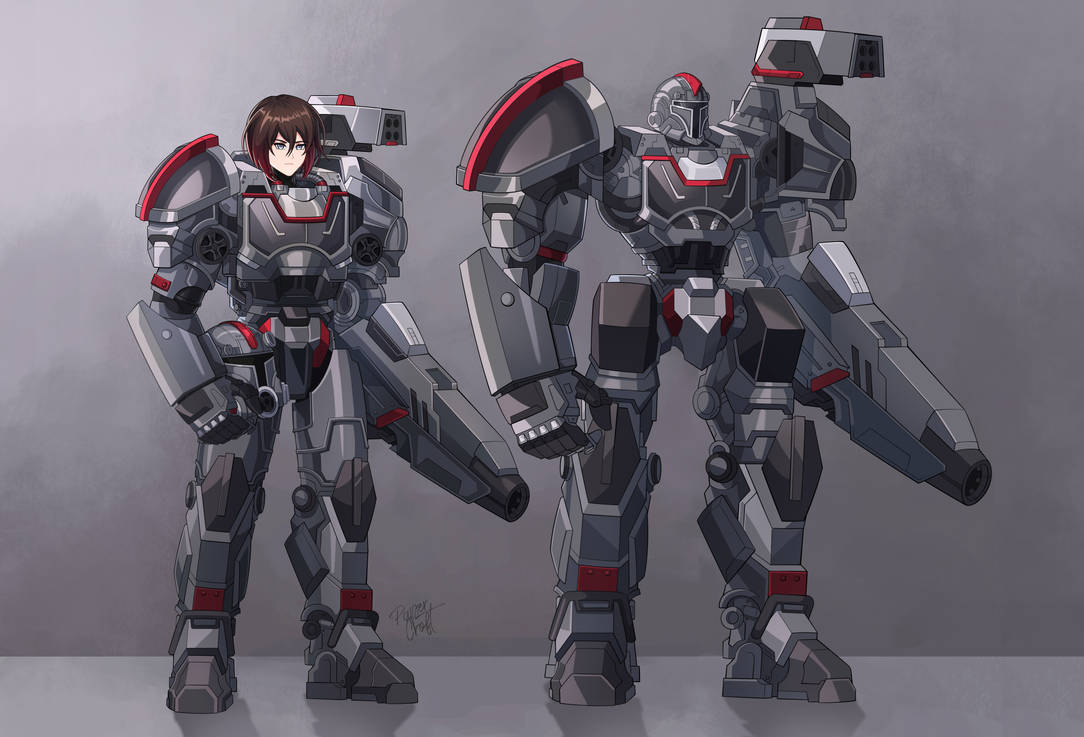 RWBY X Fallout - Power Armor Ruby Rose w/ Droid by papercroft on DeviantArt
