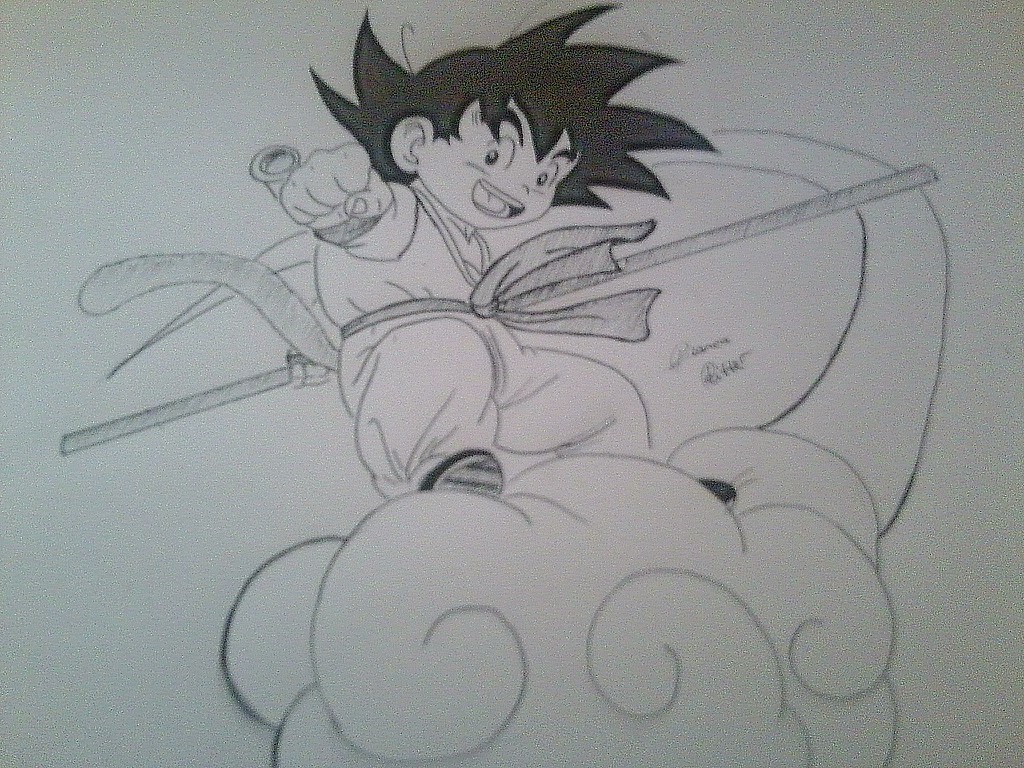 Kid Goku riding Nimbus