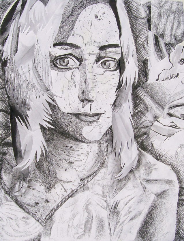 Self portrait drawing collage