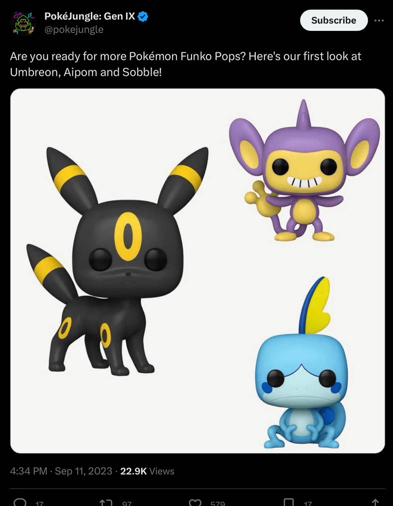 2023 NEW Pokémon: Umbreon, Sobble, and Aipom Funko Pops!
