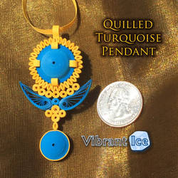 Quilled Gold and Turquoise Pendant
