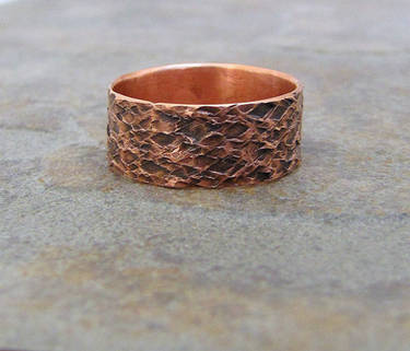 Copper Hammered Reptile Ring