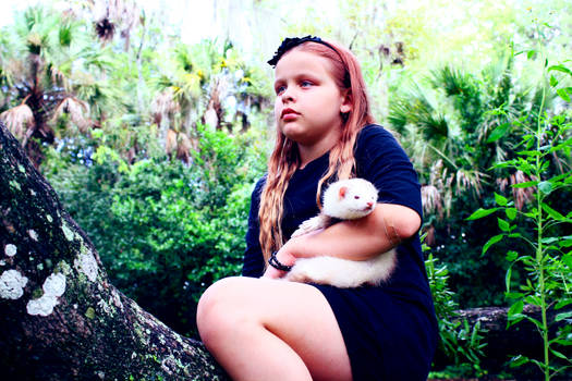 a girl and her ferret