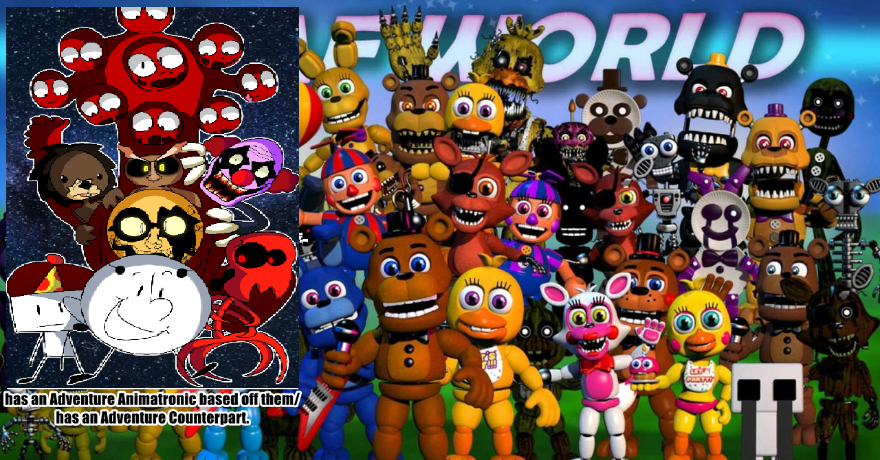 Onaf Roster ONAF Characters has a Adventure Counterpart by CoDXros3 on DeviantArt