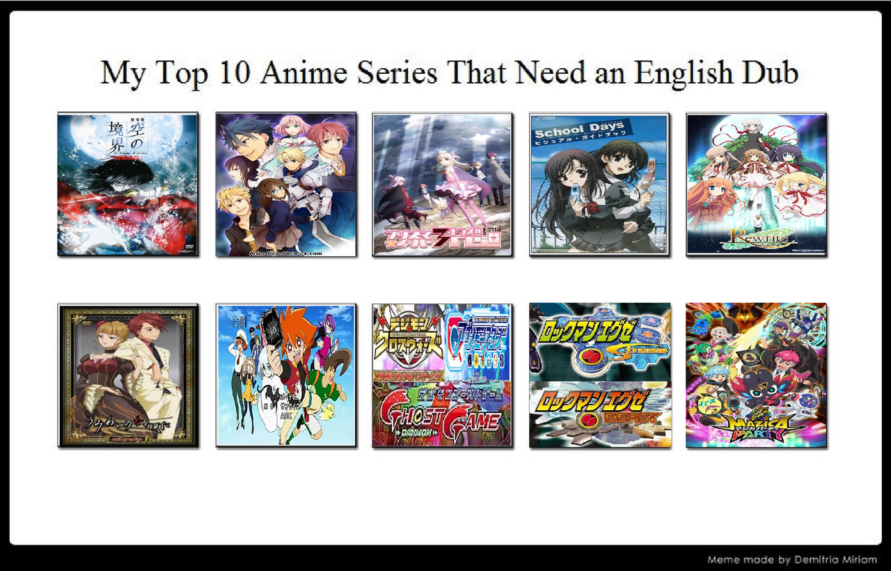 IG: @ theycallmenatsu on X: Anime English Dubs that belong in the