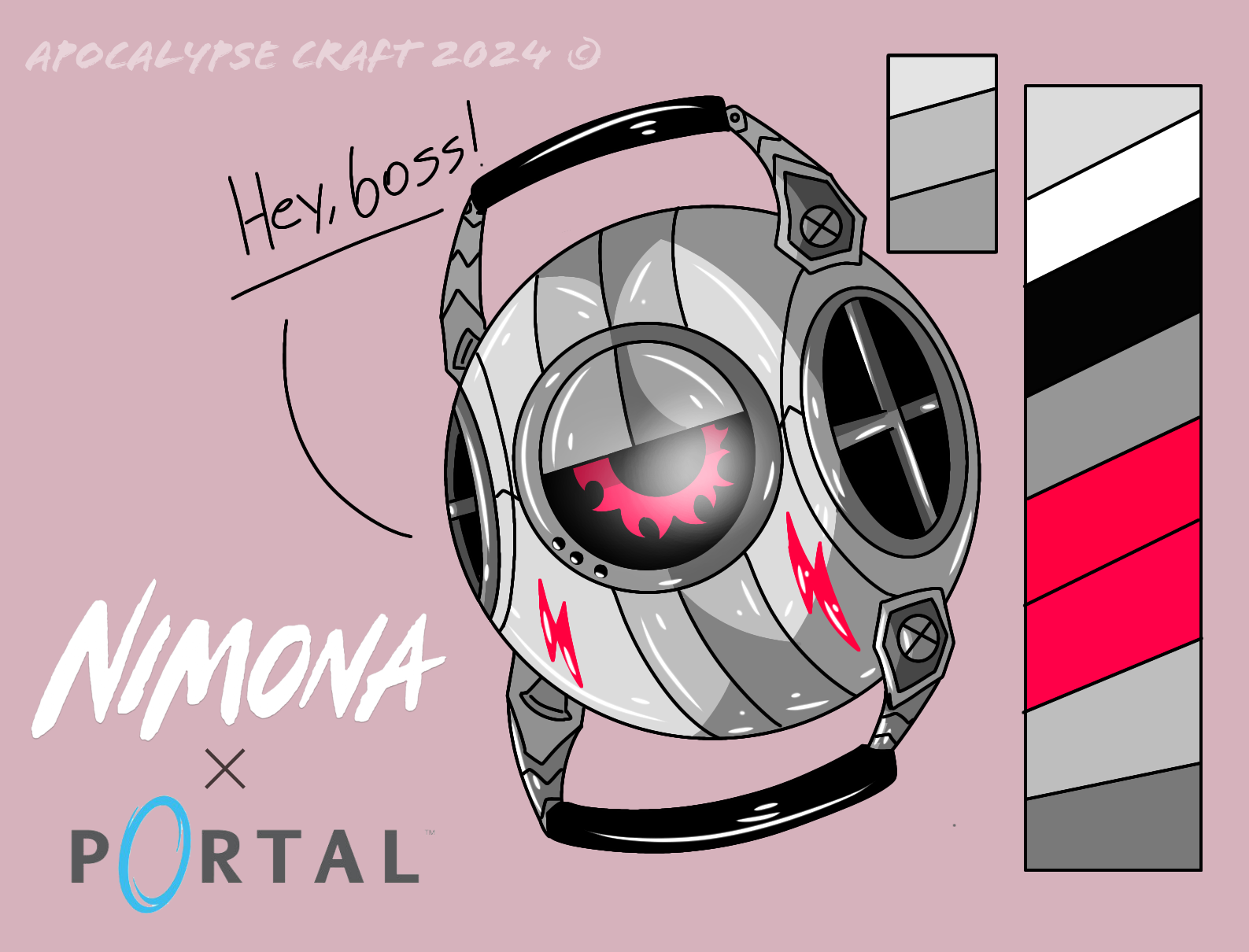 Nimona Fanart x Portal 2 (Personality Core Form)