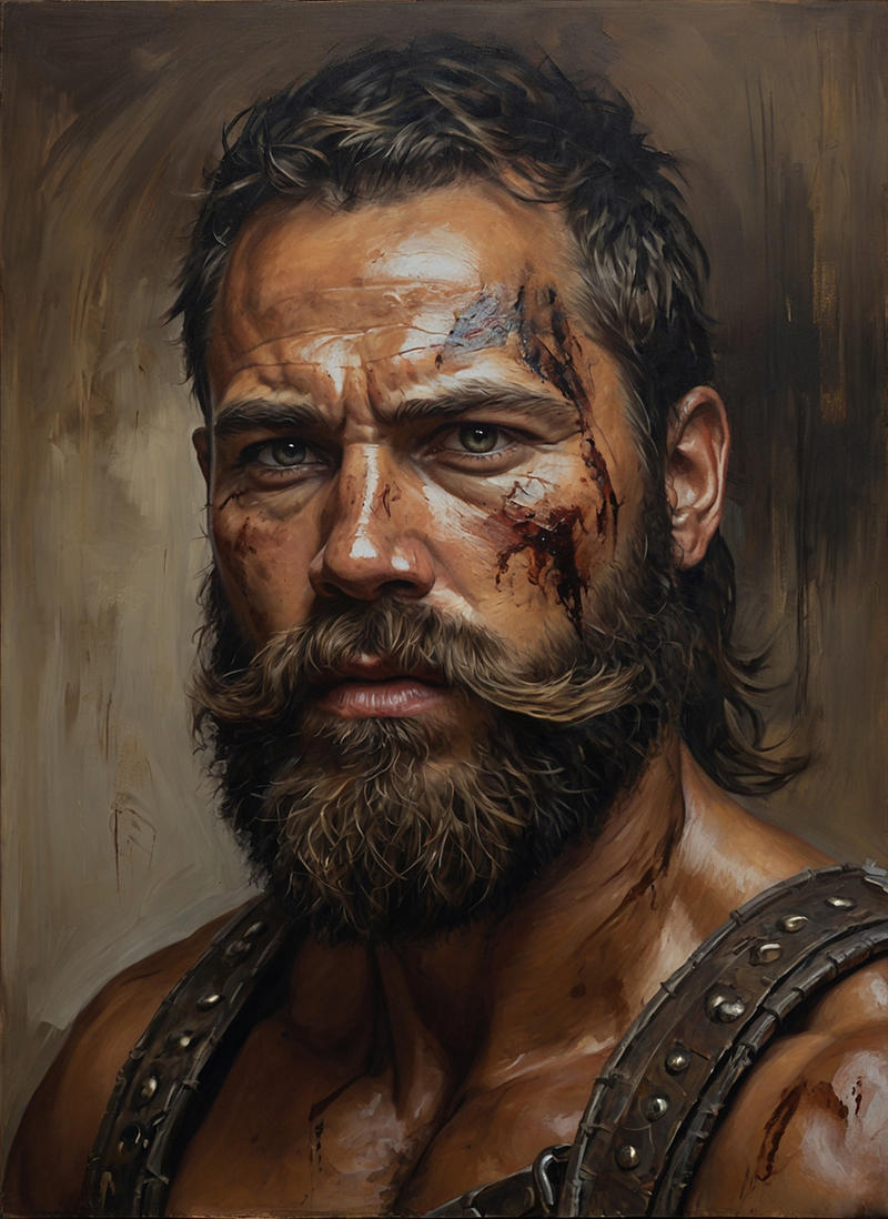 Viking after a battle portrait
