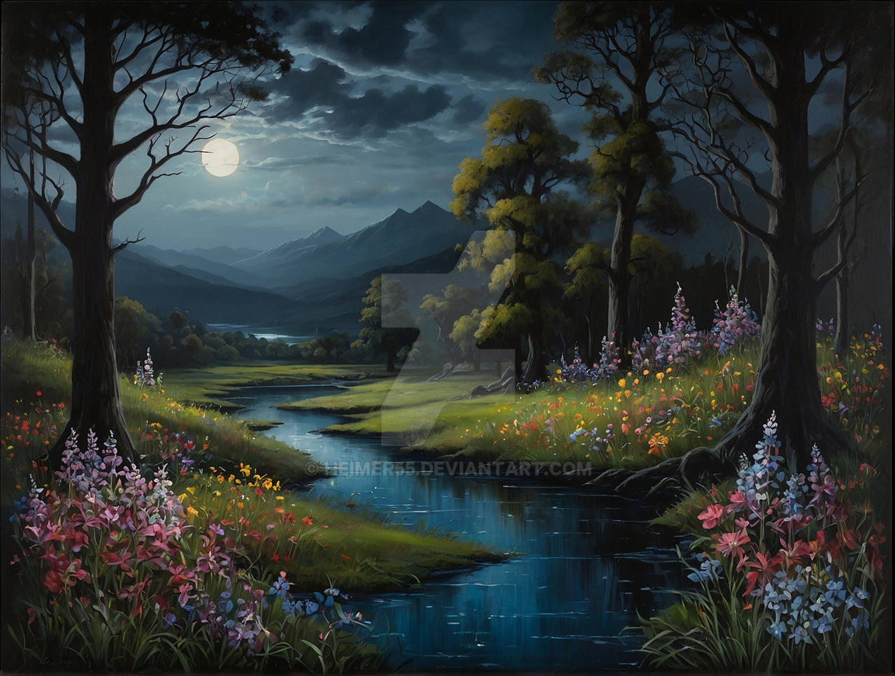 Landscape filled with wildflowers