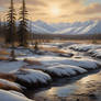 Oil painting Canadian tundra in winter 2 of 2