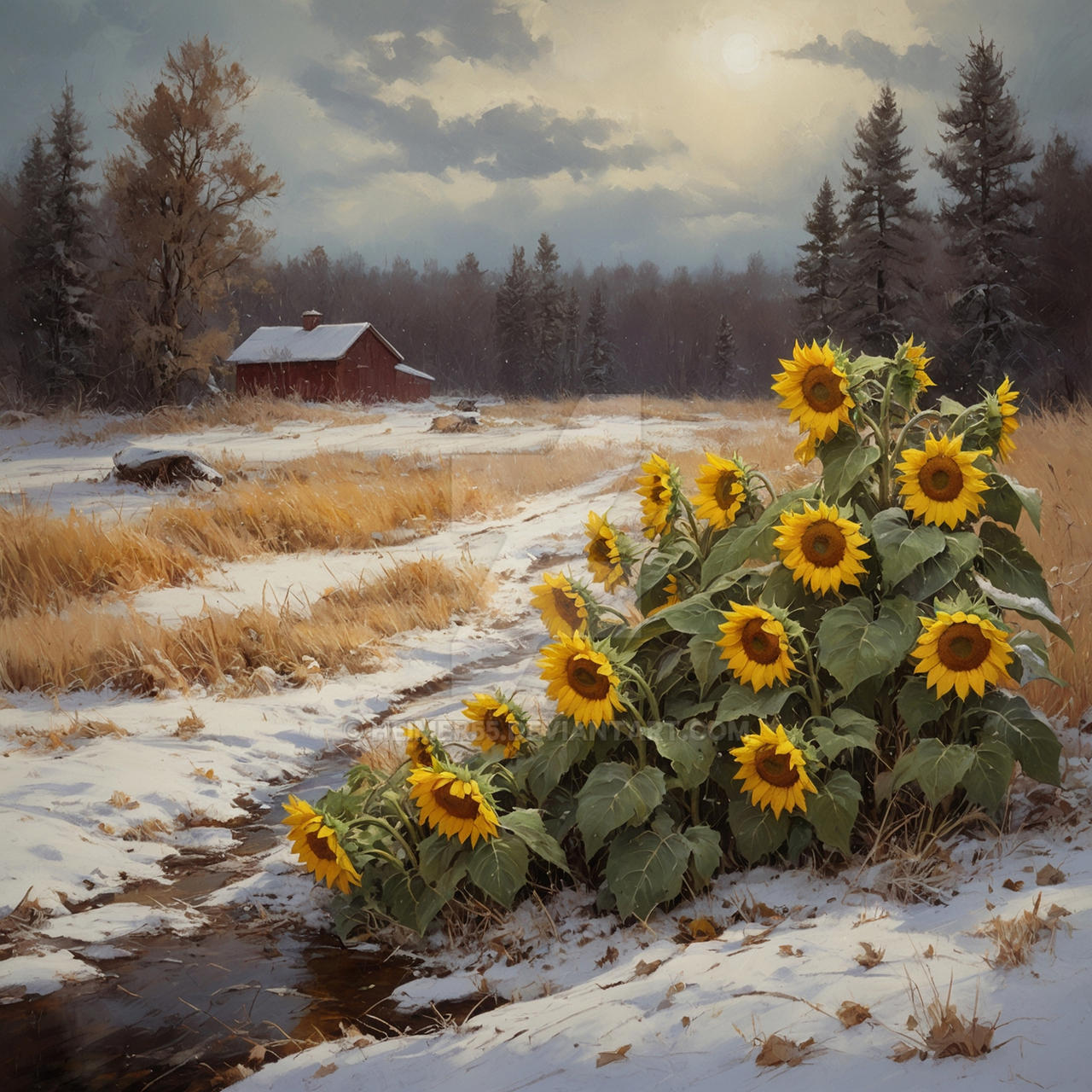 Sunflowers in the cold