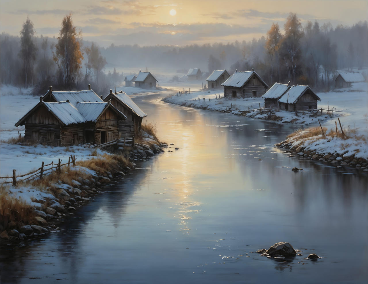 Russian river village