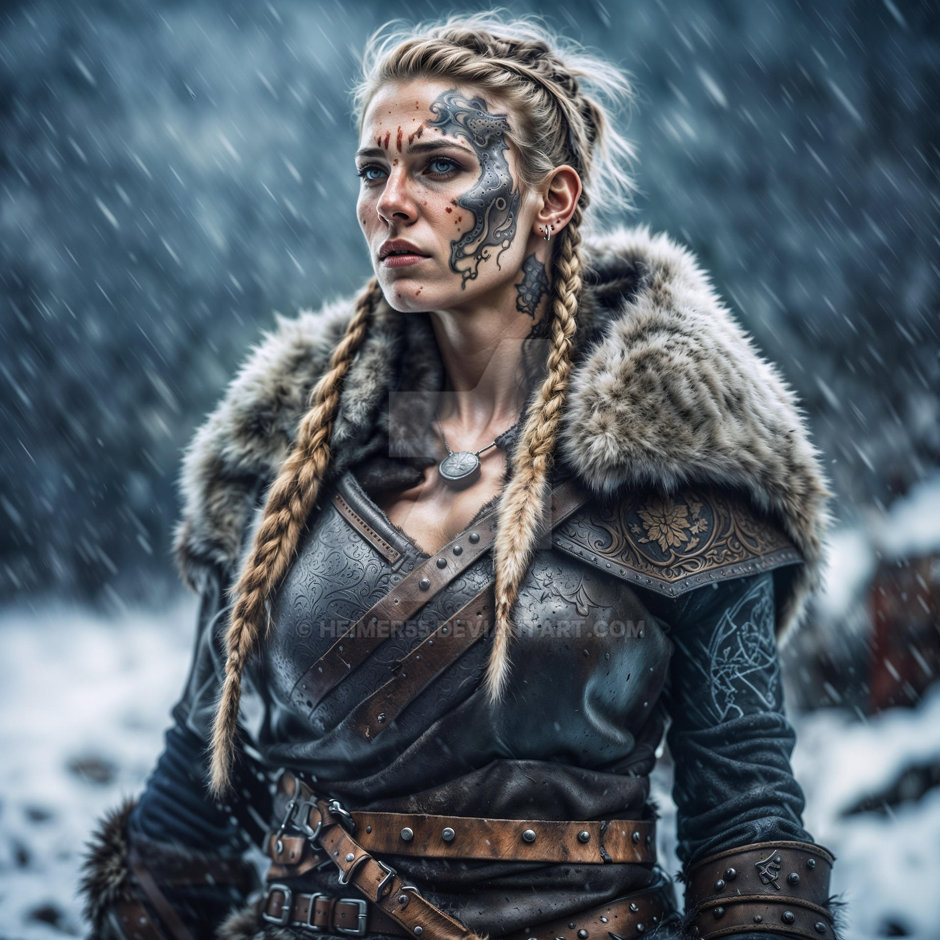 Nordic female warrior in a winter setting 02