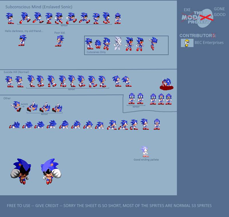 Sonic Sprites (Nightmare Beginning Recreations) by BECEnterprises on ...