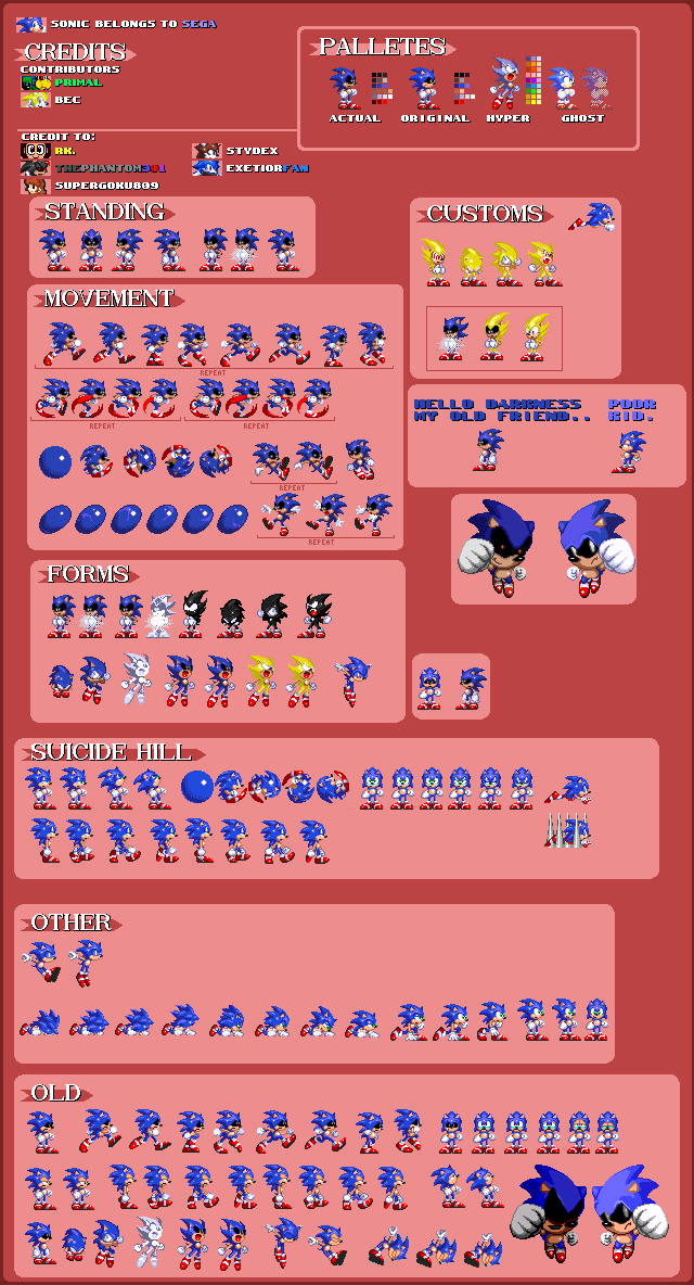 The Spriters Resource - Full Sheet View - Sonic the Hedgehog Media Customs  - Powerless Sonic (Fleetway, Sonic 3-Style)