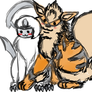 Arcanine and Absol.