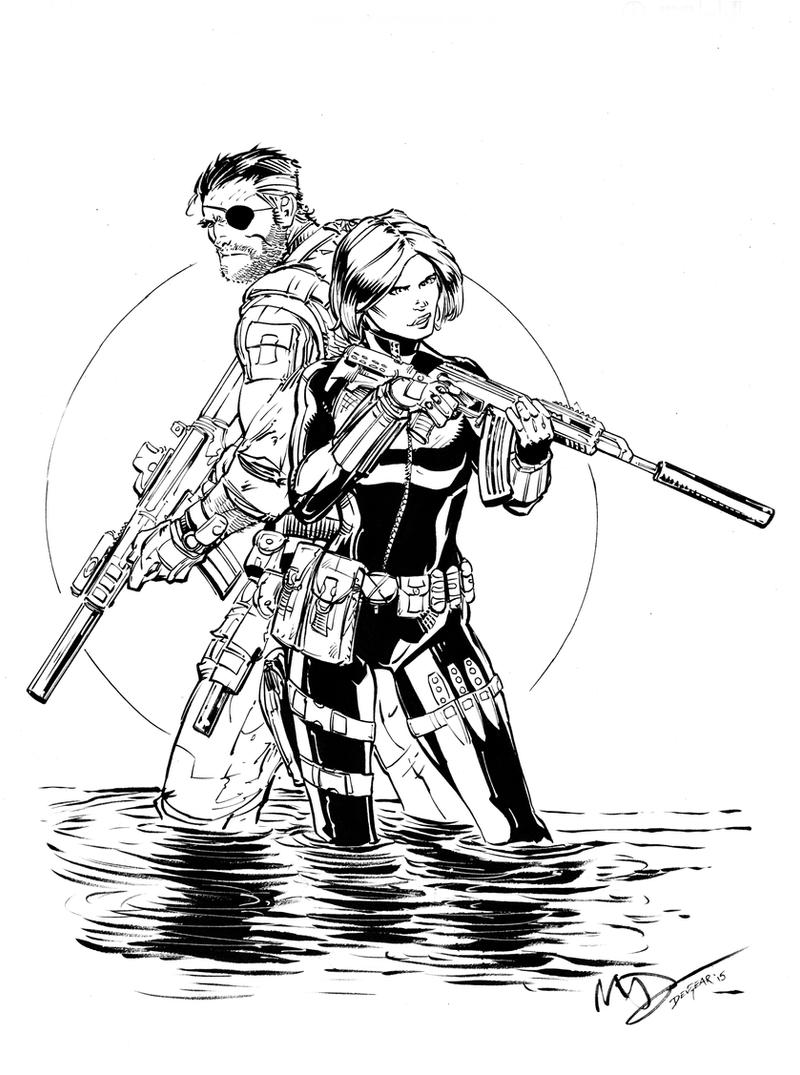 Nick Fury and Black Widow Inks