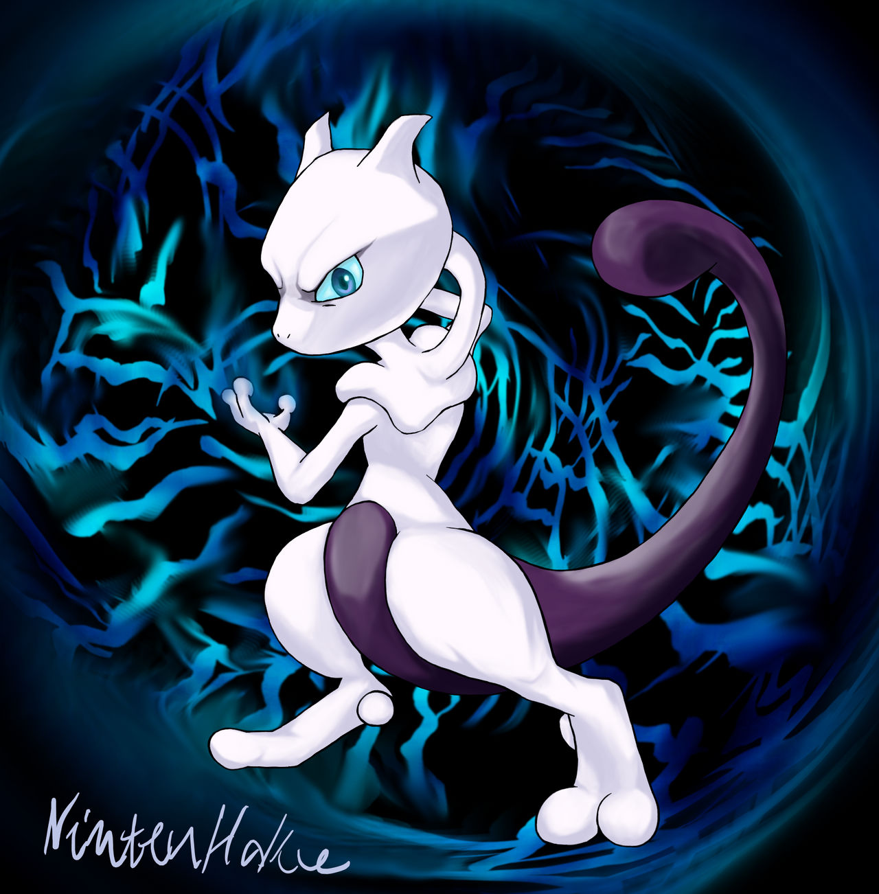 Two Pokemon Mewtwo used Psychic by emerald18 on DeviantArt