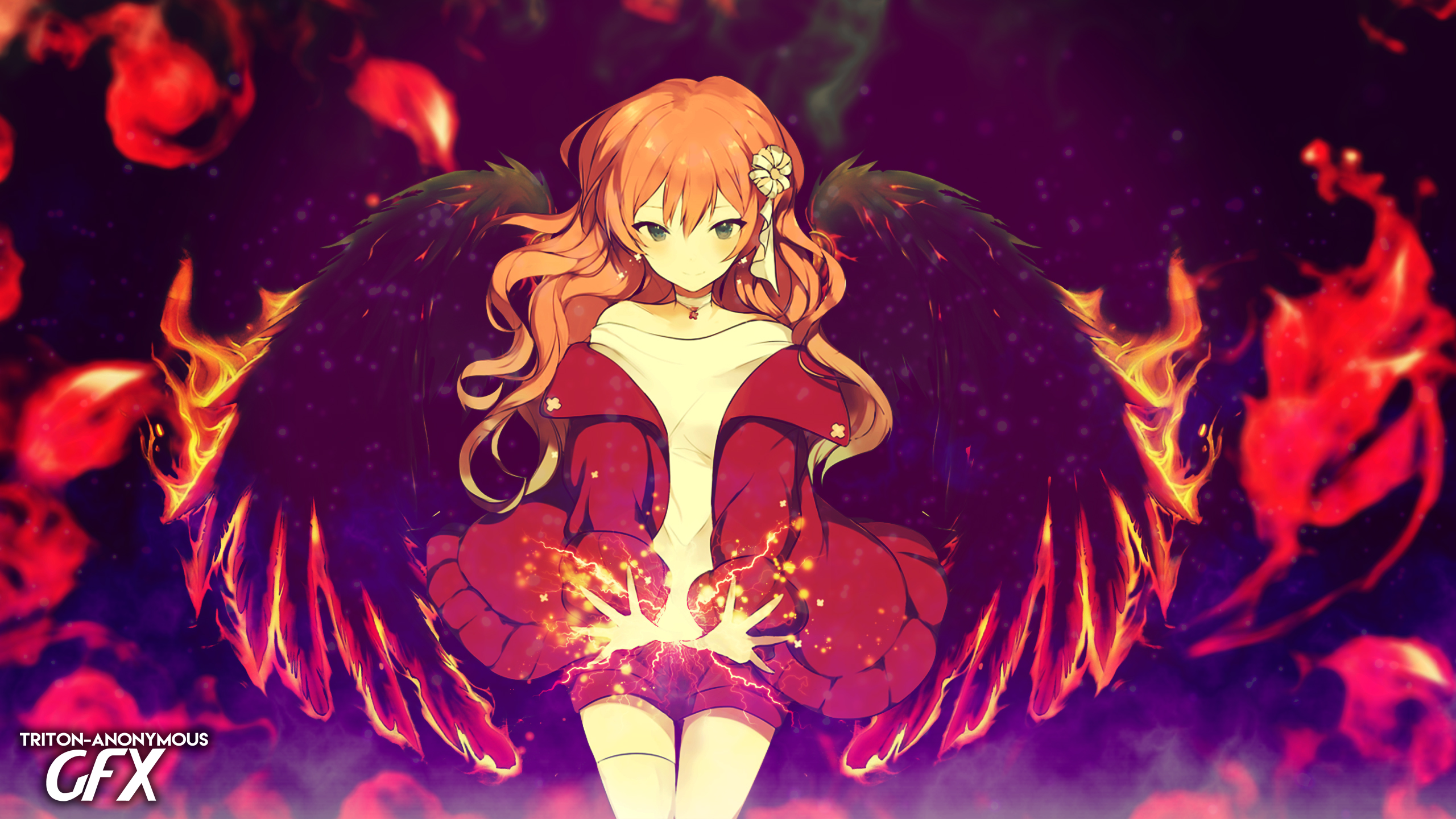 Anime Fire Angel Girl Wallpaper HD by TritonAnonymousGFX on DeviantArt