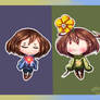 Frisk,Chara and Flowey chibi