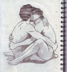 two boys kissing