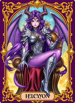 Fierce female demon with long violet hair