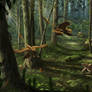 Liaoning Scene: Microraptor and Sinornithosaurus