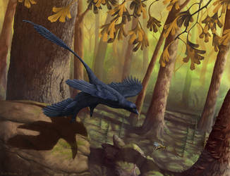 Microraptor Takeoff by EWilloughby