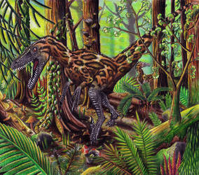 Velociraptor Pair on a Hunt