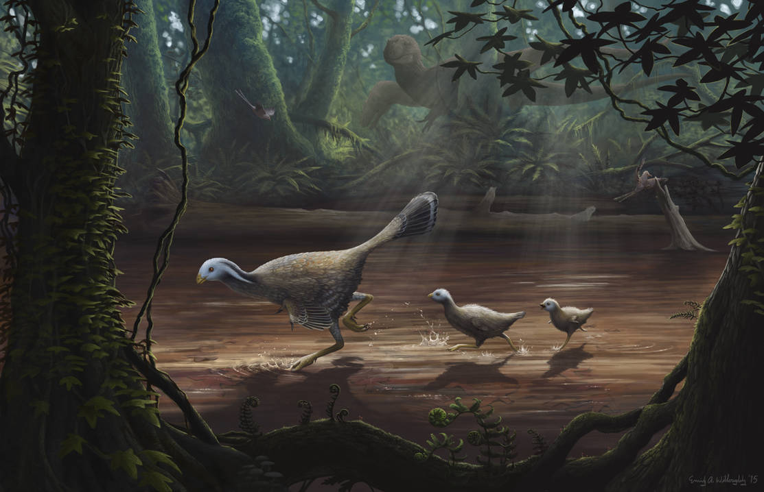 Caudipteryx with Chicks by EWilloughby