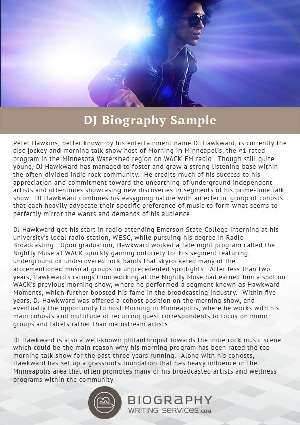 DJ Biography Sample by BestBiographySamples on DeviantArt