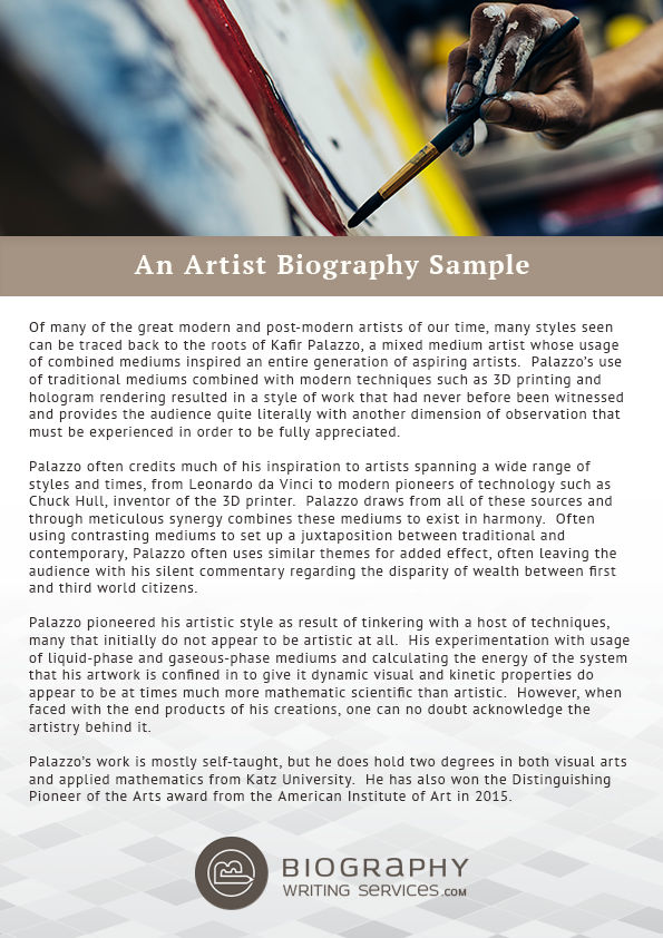 An Artist Biography Sample by BestBiographySamples on DeviantArt