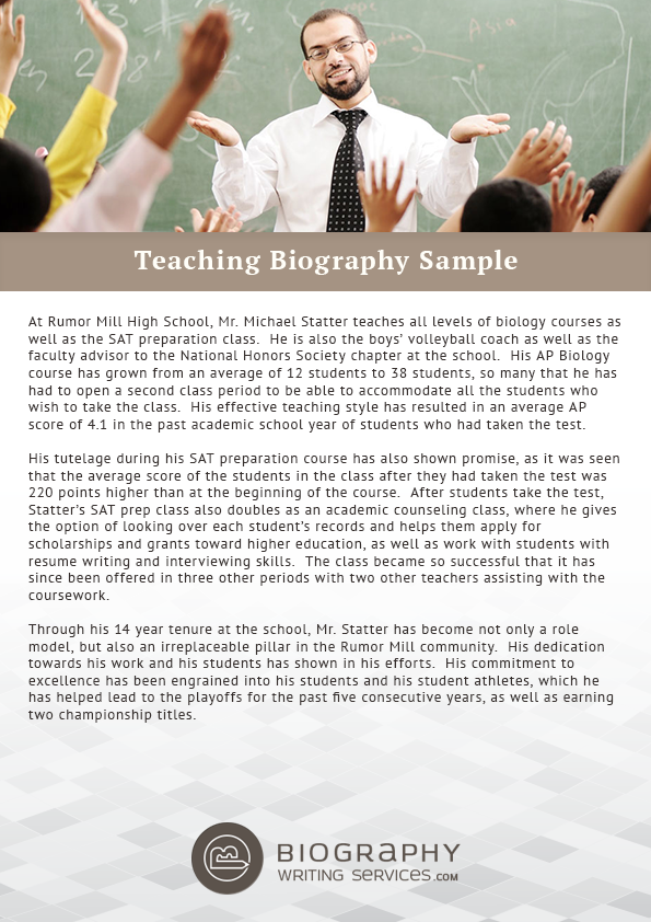 Biography for teacher portfolio Biography for teacher portfolio image