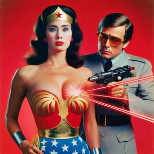 Wonder Woman aiming by laser