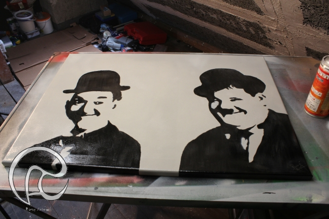 Laurel and Hardy - Spray Paint Art Canvas