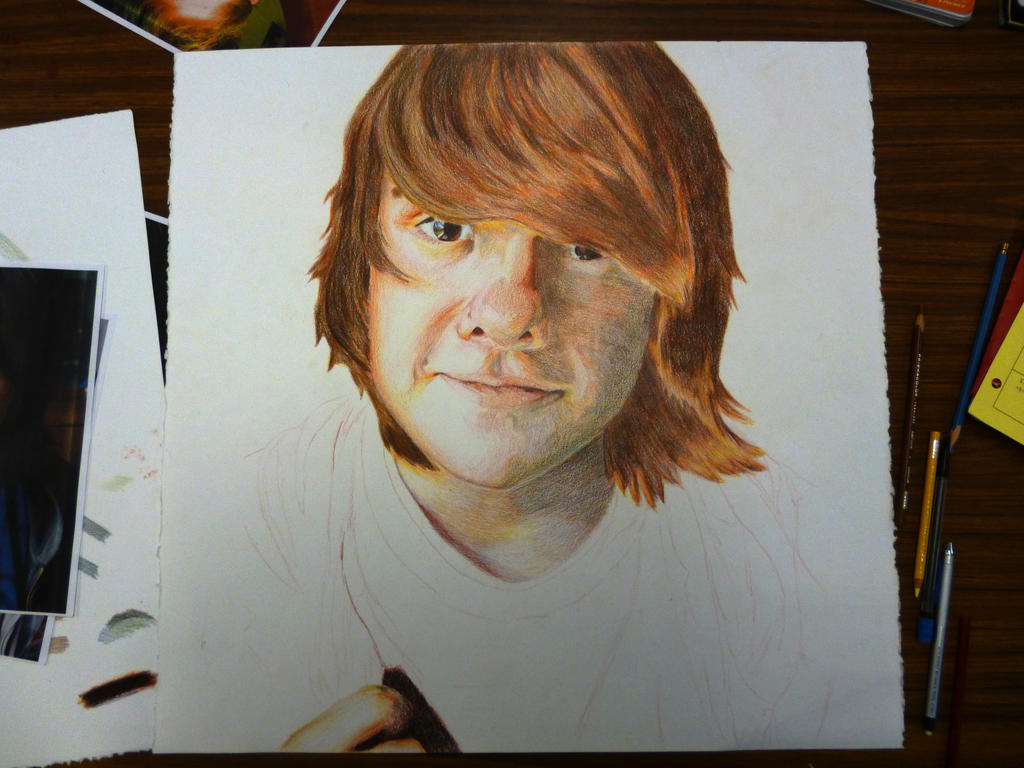 Primary Colored Pencil Self Portait WIP