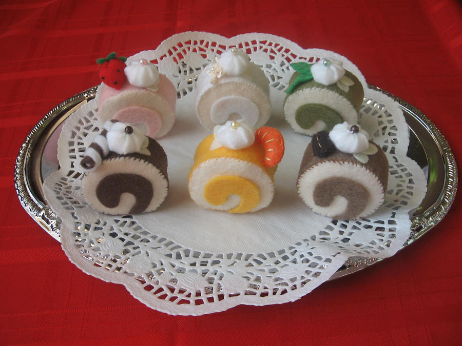 Hand sewn Felt Cake Rolls