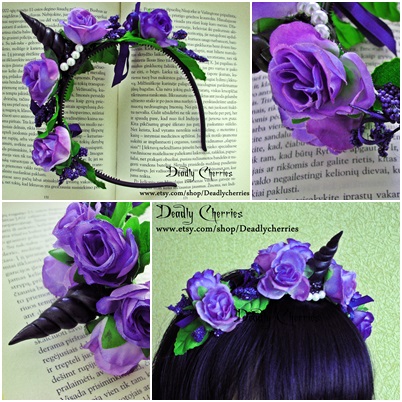 Fantasy Unicorn ombre flowers headband