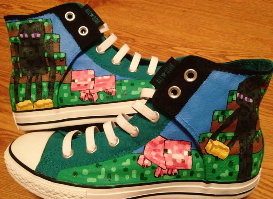 Minecraft Hand Painted Custom Shoes by candysan87 on DeviantArt