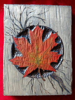 Leaf wood carving