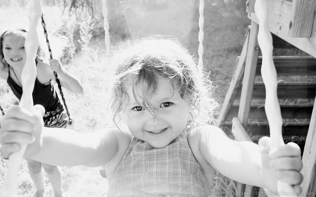 Sandy on the Swing - B+W