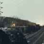 Freight Tracks in Storm Panoramic