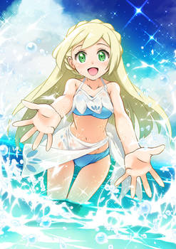 lillie in beach clothes