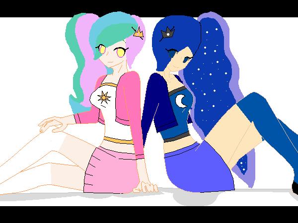 Princesa Celestia y Princesa Luna jovenes modernas