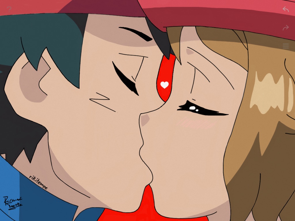 Ash and Serena amourshipping kiss