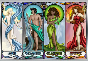 The Elements - Laron, Ian, Laela, Adara by dragondoodle