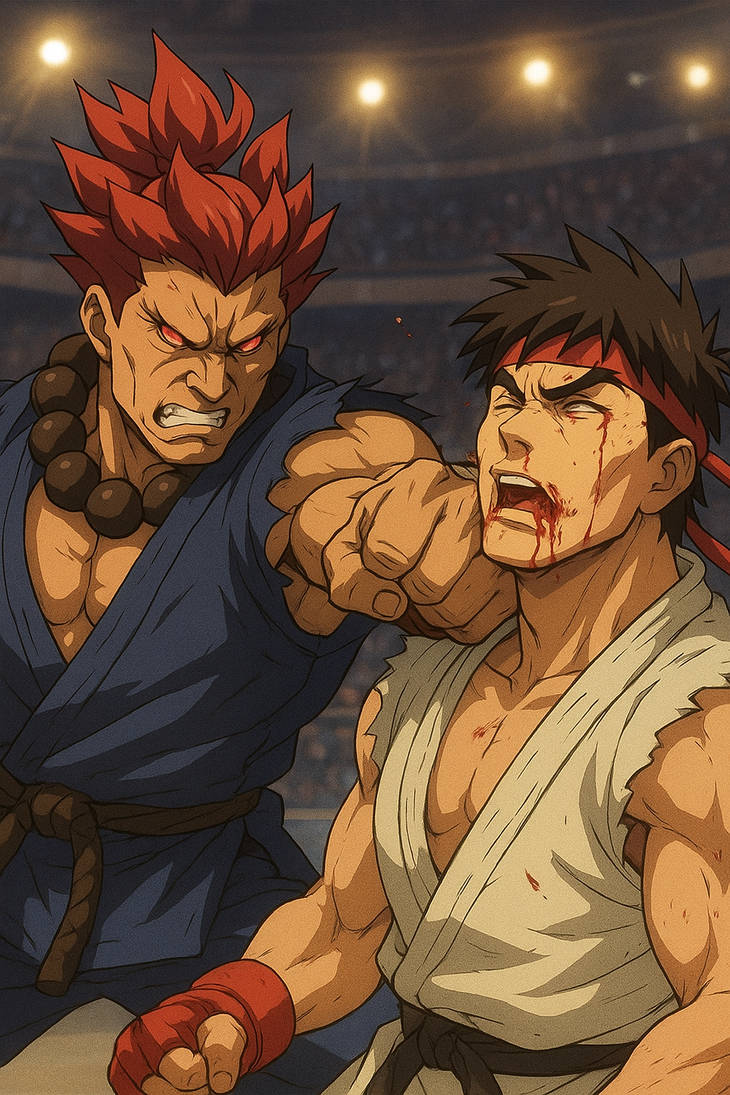 Akuma Ryu Rivalry Akuma Strikes Ryu in Arena by Shipman84 on DeviantArt