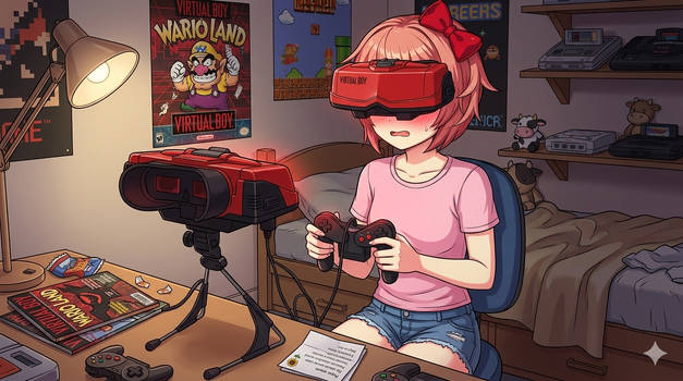 Sayori Playing Virtual Boy